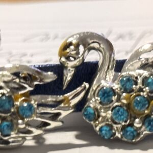 Elegant Silver and Blue Swan Jewelry